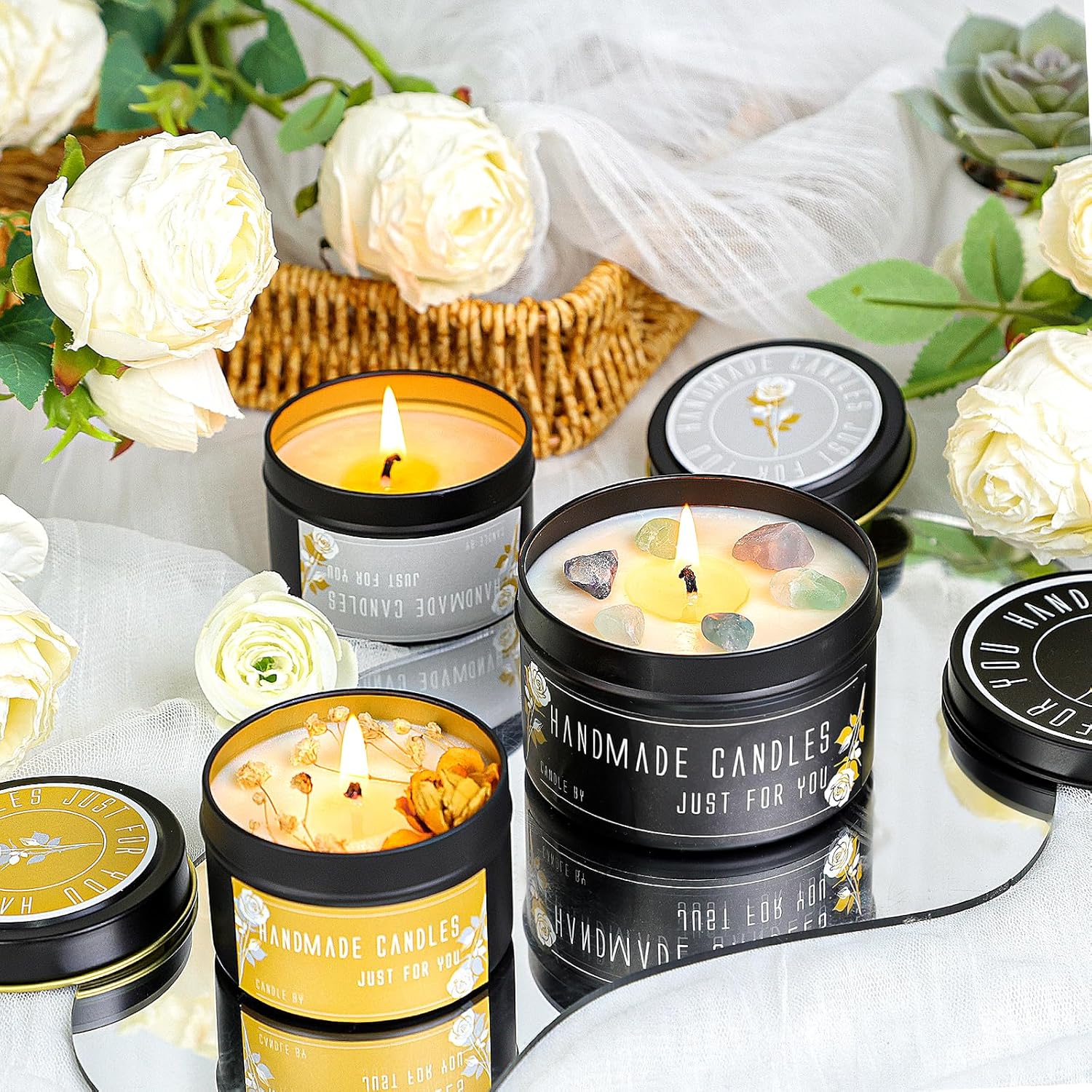 CONNOO 48-Piece Candle Tins Set
