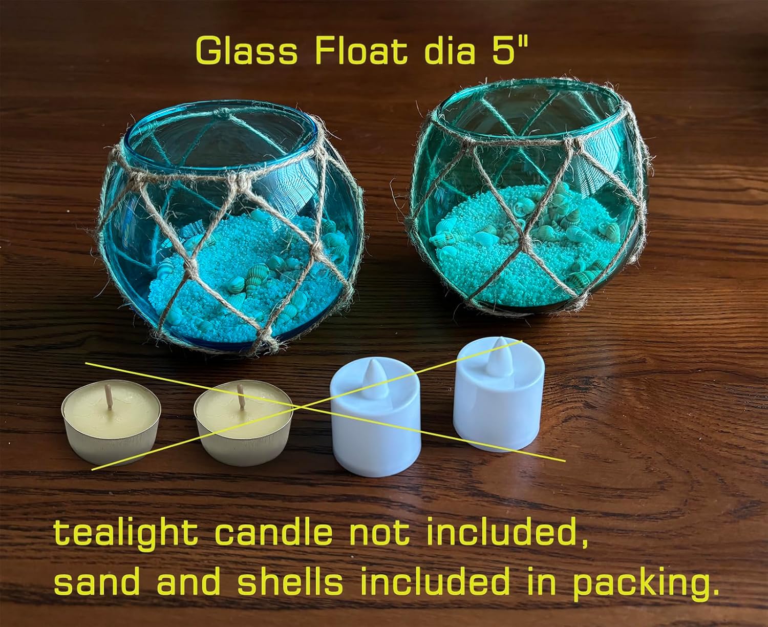 SAILINGSTORY Glass Floating Tealight Holder Set of 2 Coastal Decor