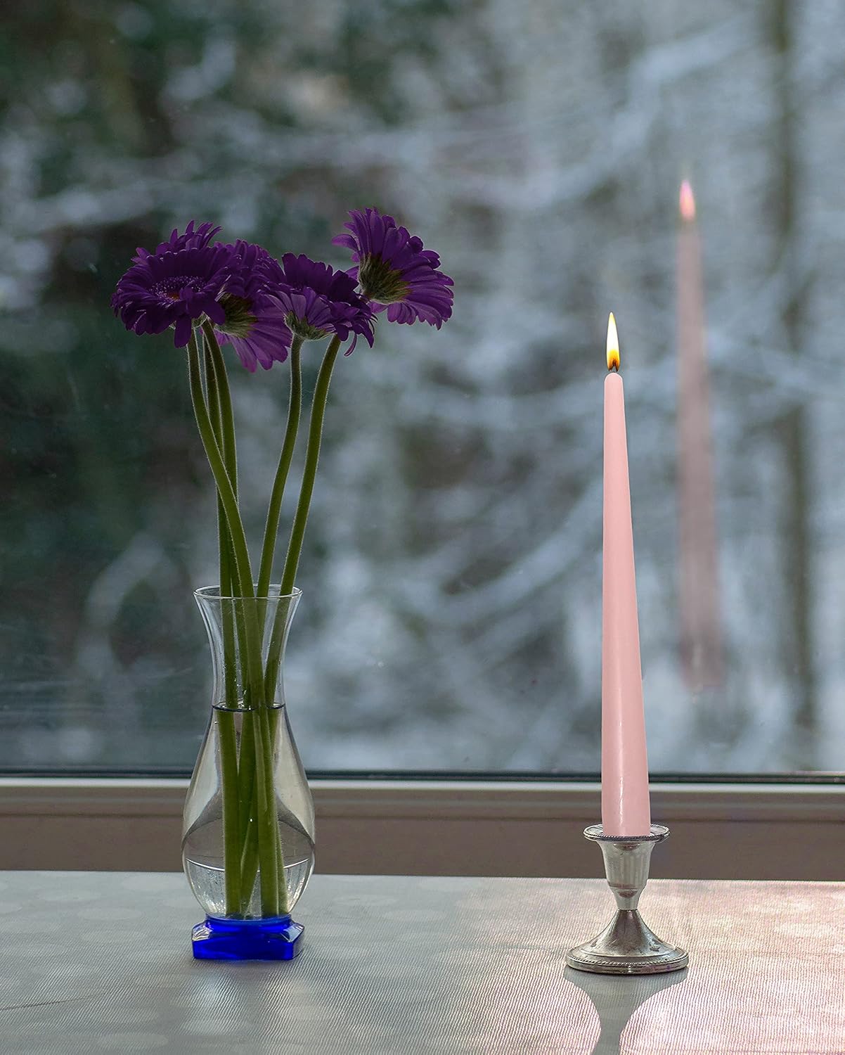 Hyoola Tall Taper Candles - 12 Inch Light Pink Dripless Taper Candles