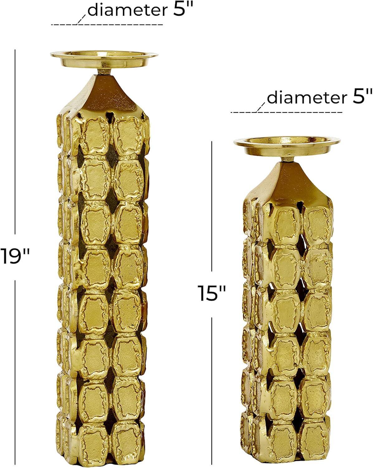 Contemporary Aluminum Cylinder Candle Holder Set