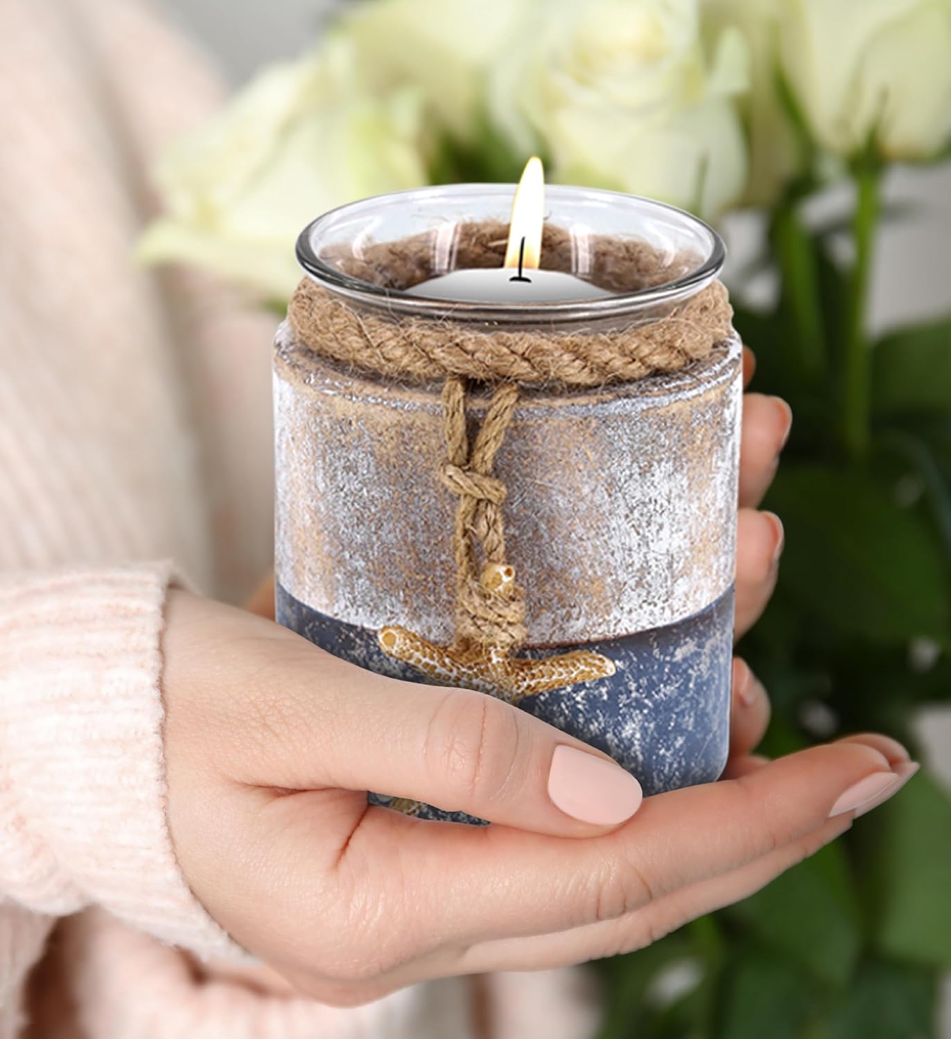 CoTa Global Silver Sea Starfish and Seashell Candle Holder Set