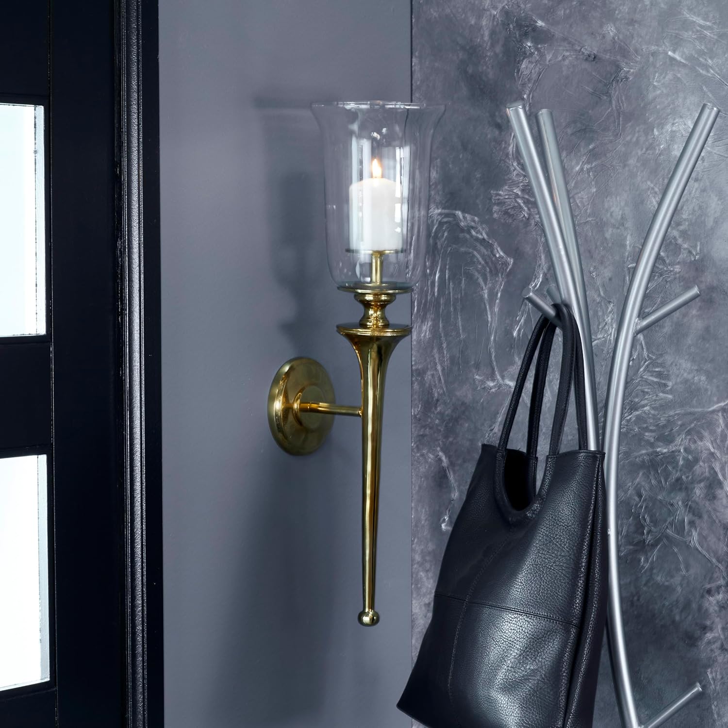 Deco 79 Aluminum Gold Candle Sconce