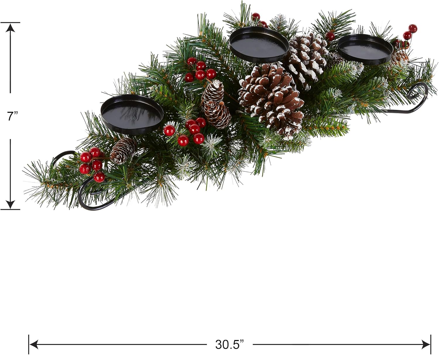 National Tree Company Artificial Christmas Centerpiece with 3 Candle Holders