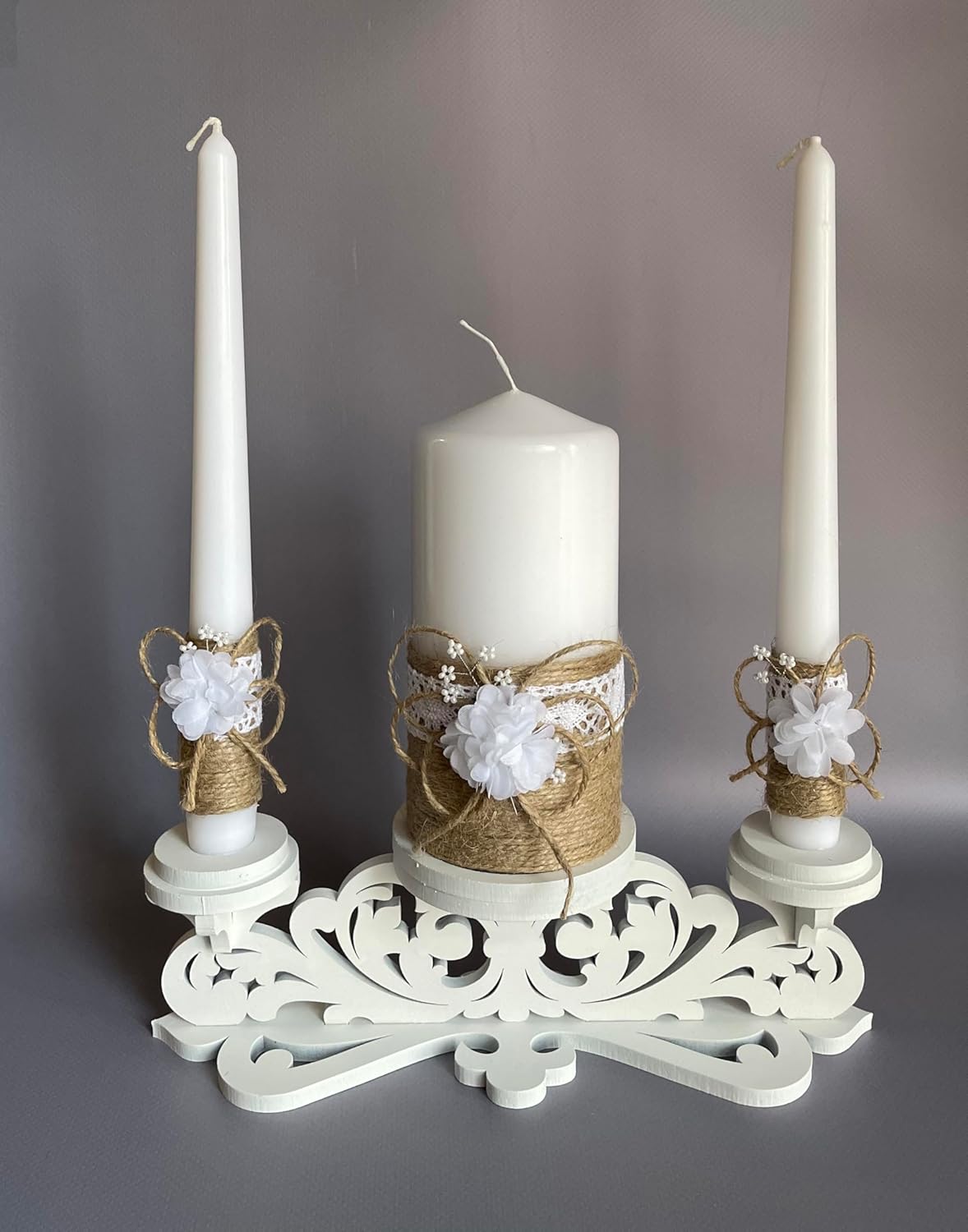 Rustic Wedding Unity Candle Set - 6 Pillar and 2 10 Tapers