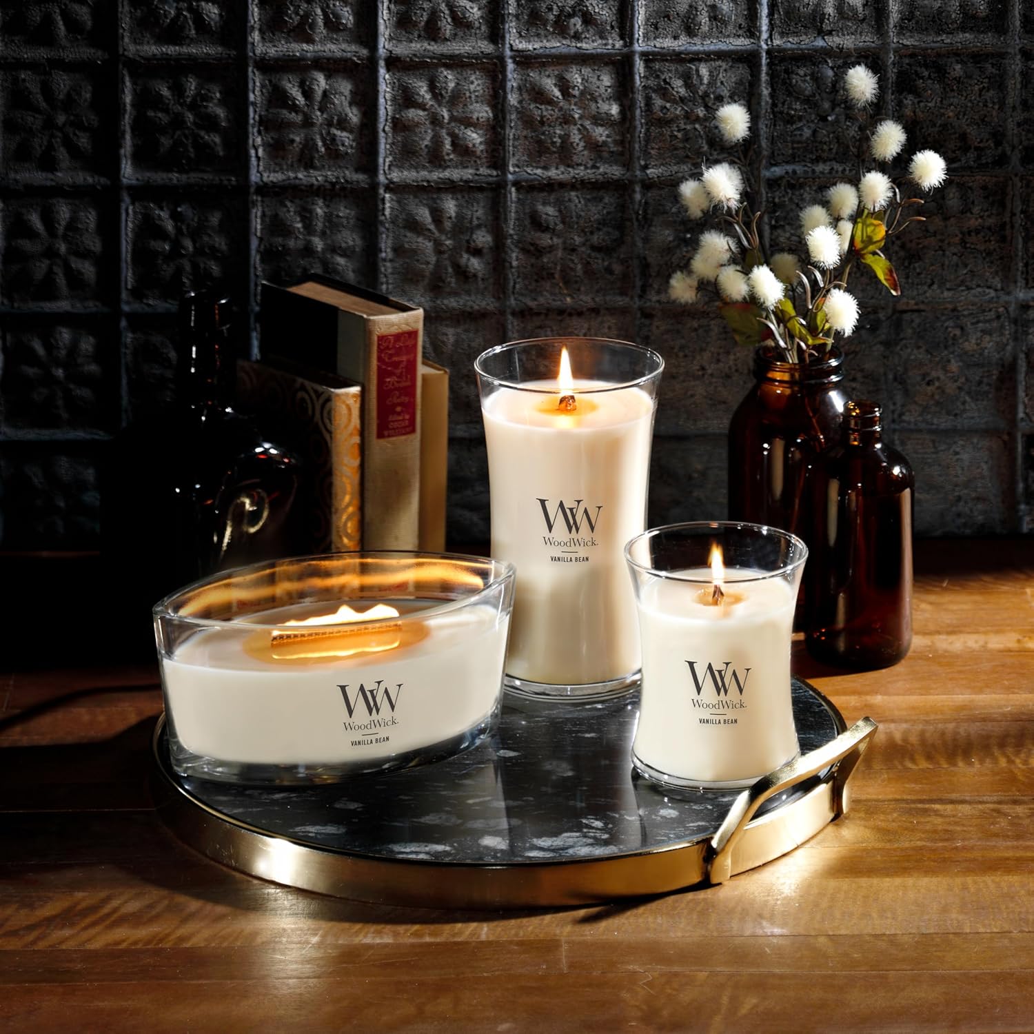 WoodWick Vanilla Bean Scented Medium Hourglass Candle