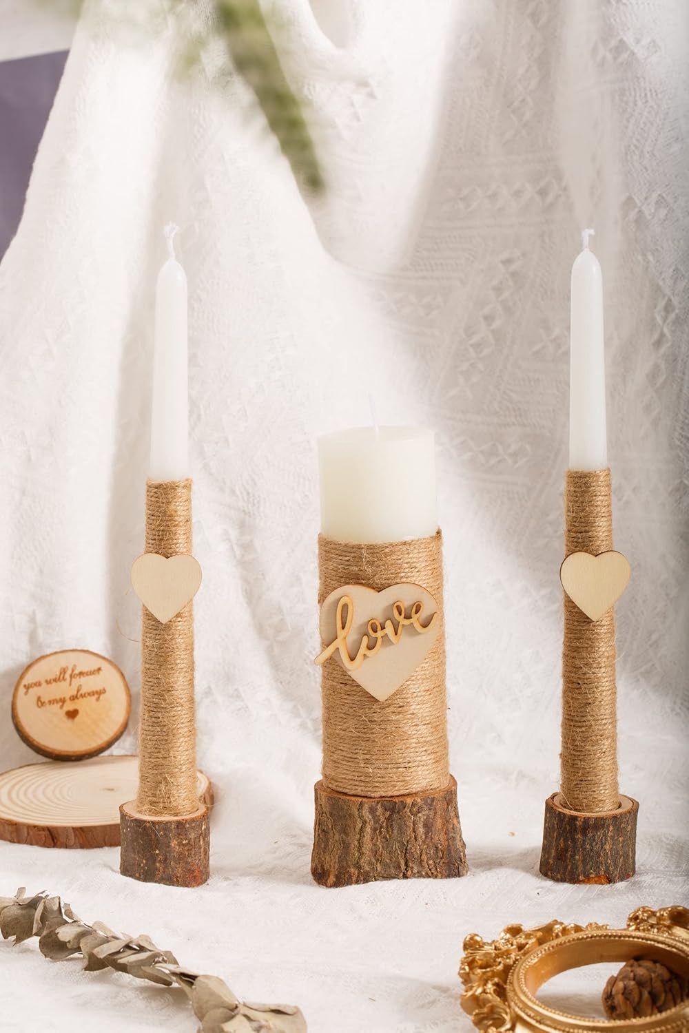 Sleek Rustic Unity Candle Set for Weddings More