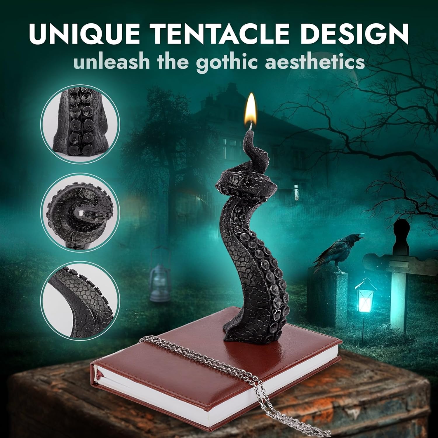 Halloween Spooky Candles Octopus Cat with Hidden Skeletons for Haunted Ambiance