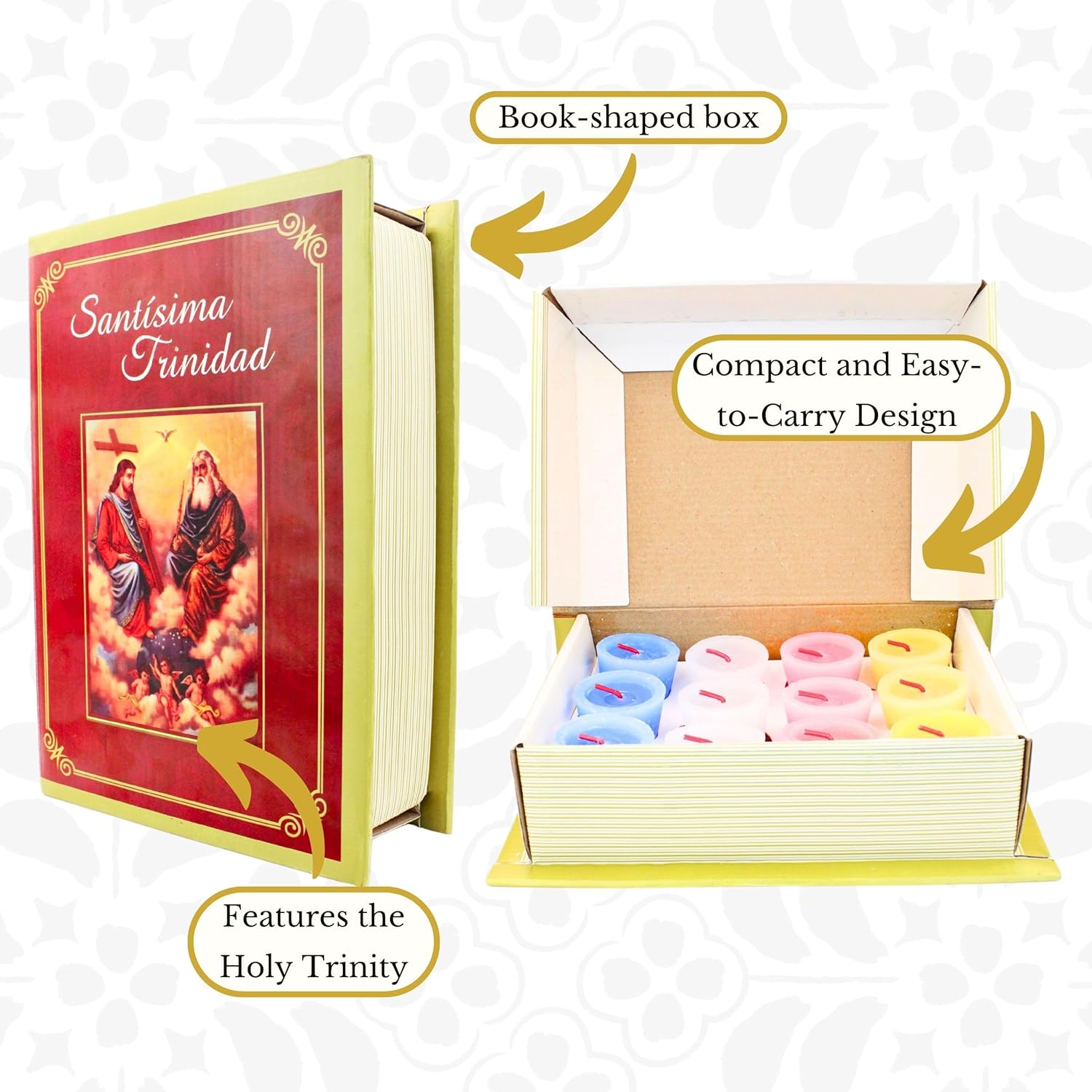 12 Pack Devotional Candles for Catholic Studies - Prayer Box Included