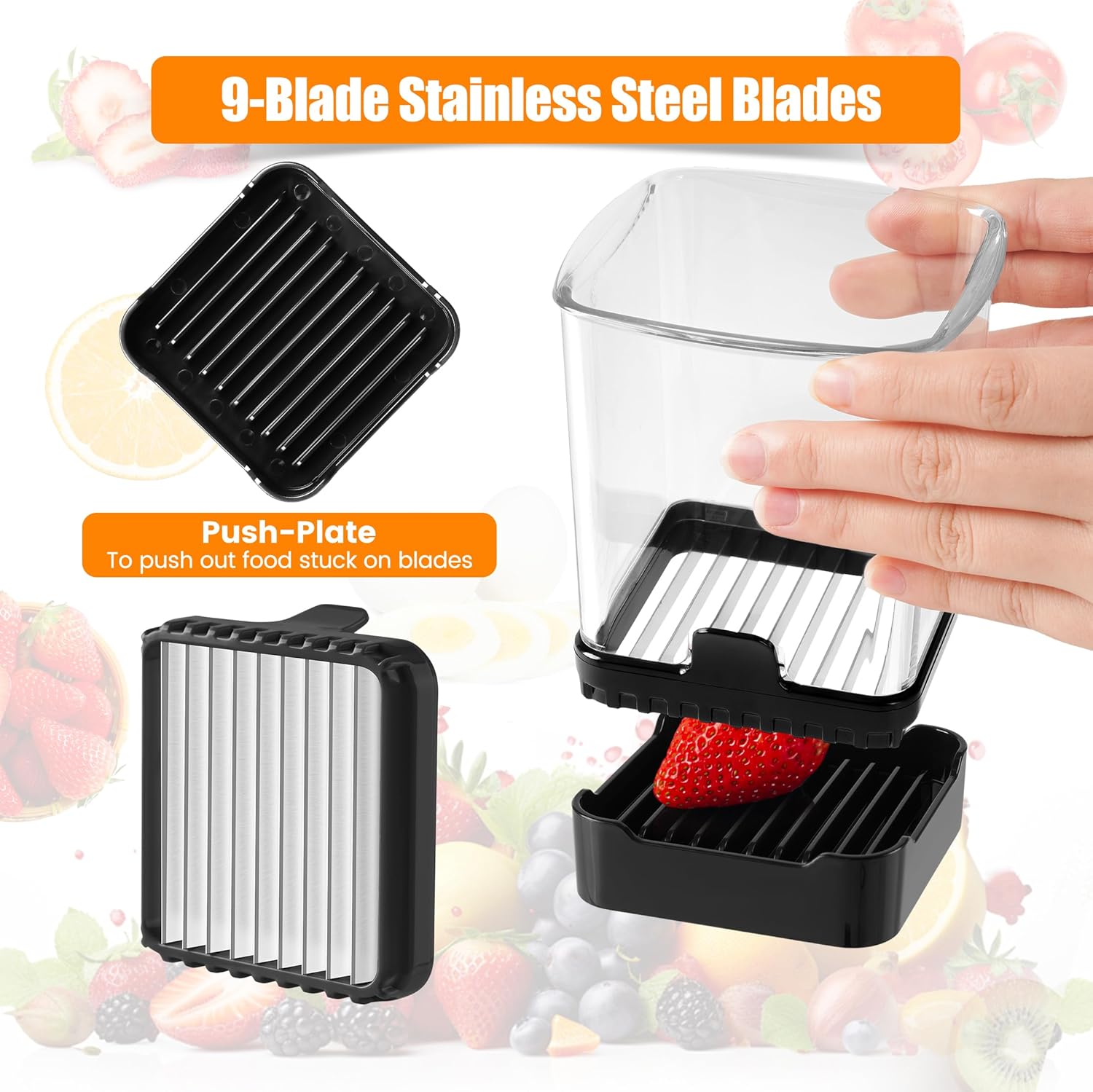 2-Pack Fruit Slicer Cup with Push Plate Durable Safe Kitchen Gadget