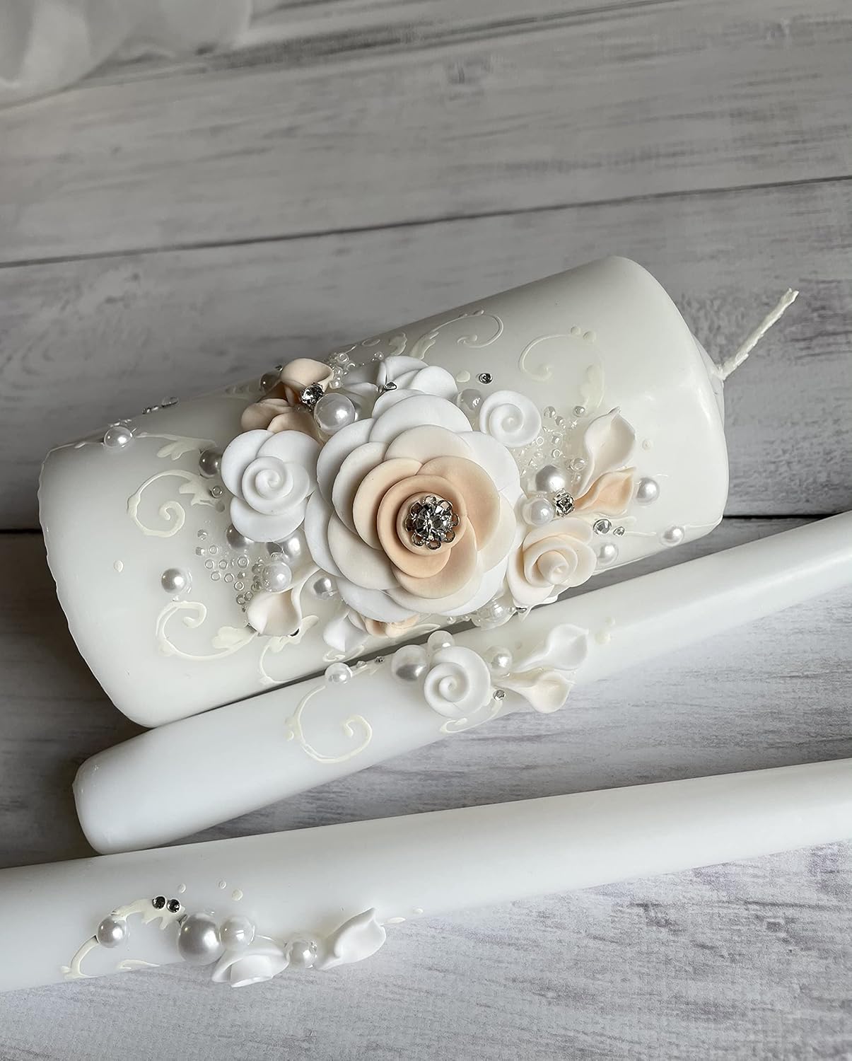Magik Life Unity Candle Set - Peach Wedding Candles 6 Pillar 2x10 Tapers