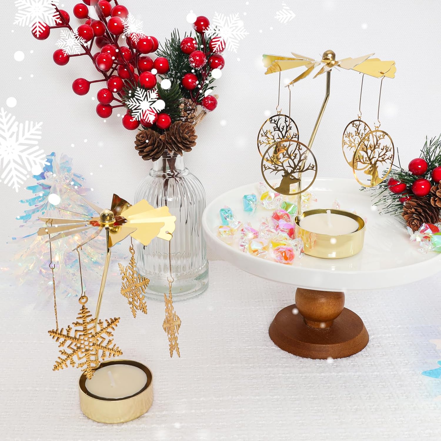 Christmas Candle Holder Set Gold