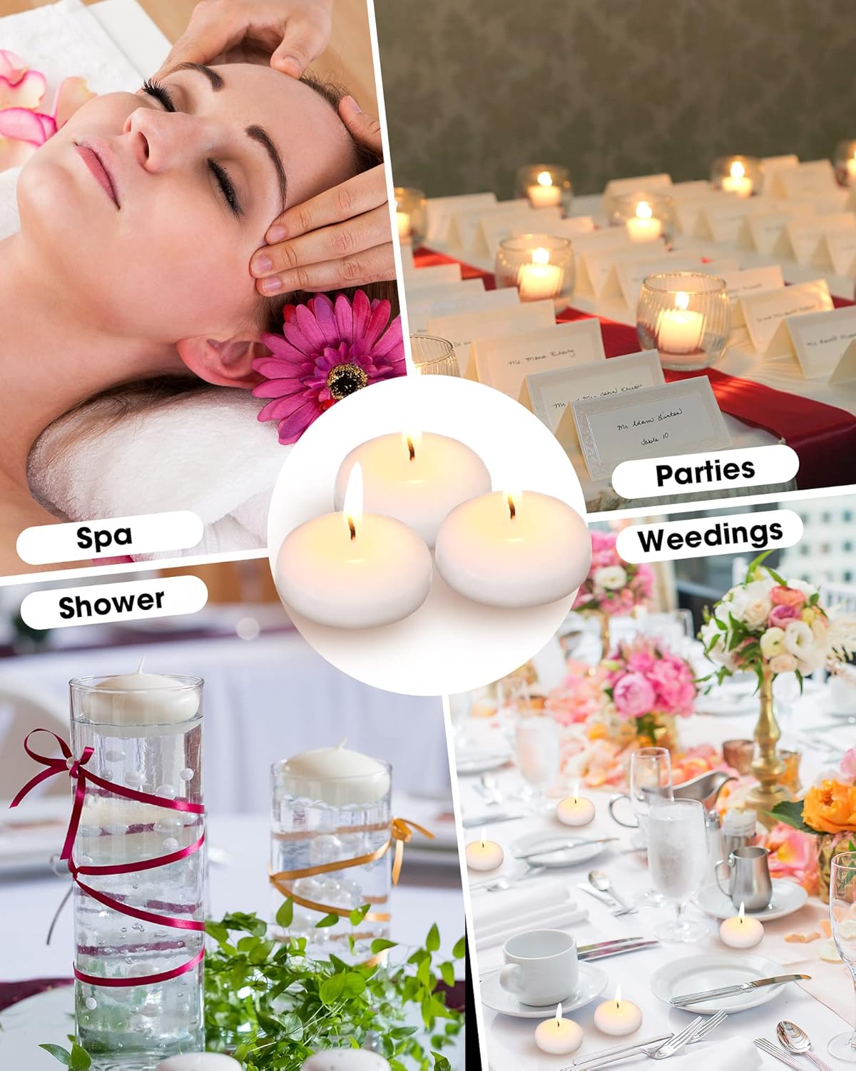 Elegant Floating Candles - 100 White Spherical Candles for Weddings Parties