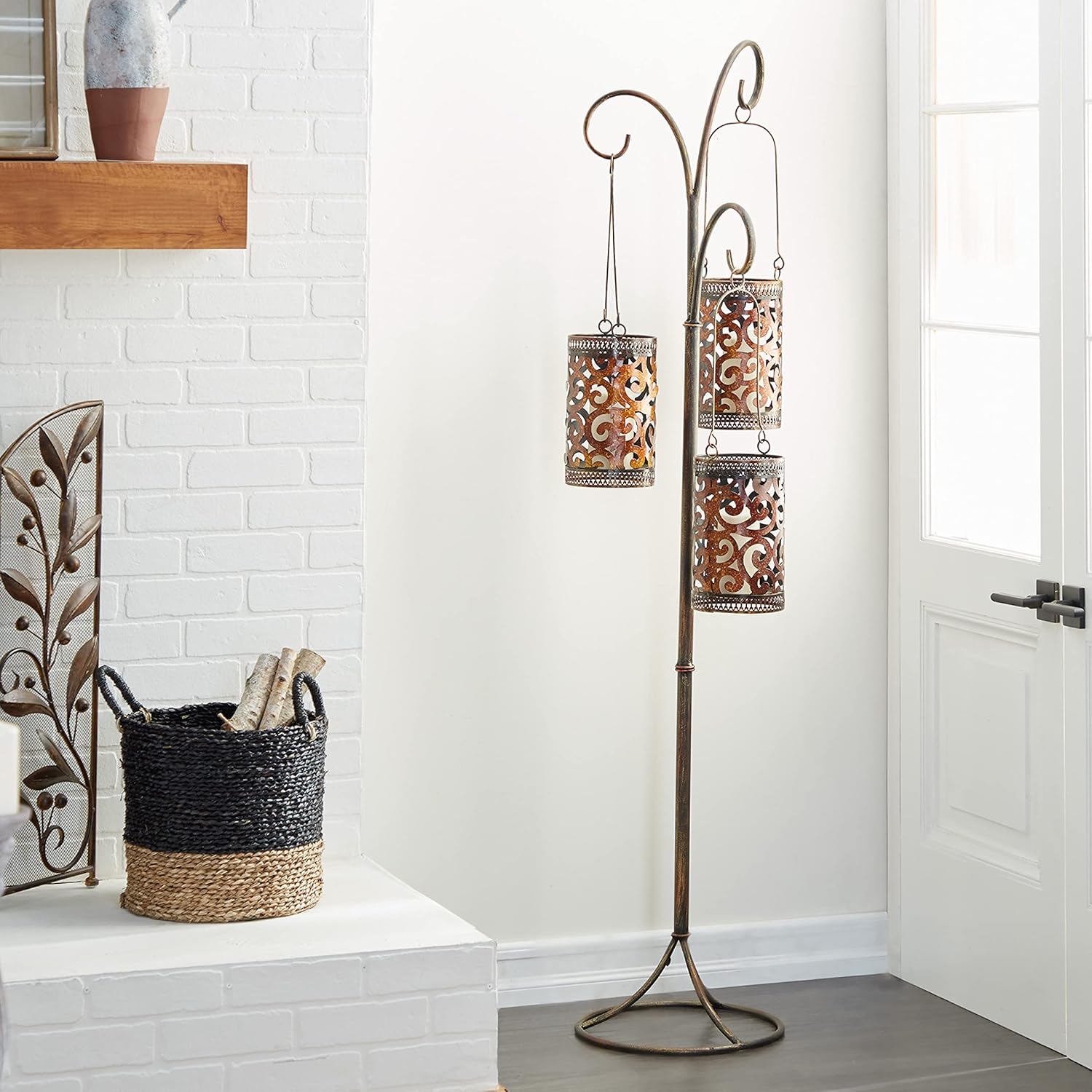 Benzara 41970 67Hx16W Metal Floor Candle Lantern