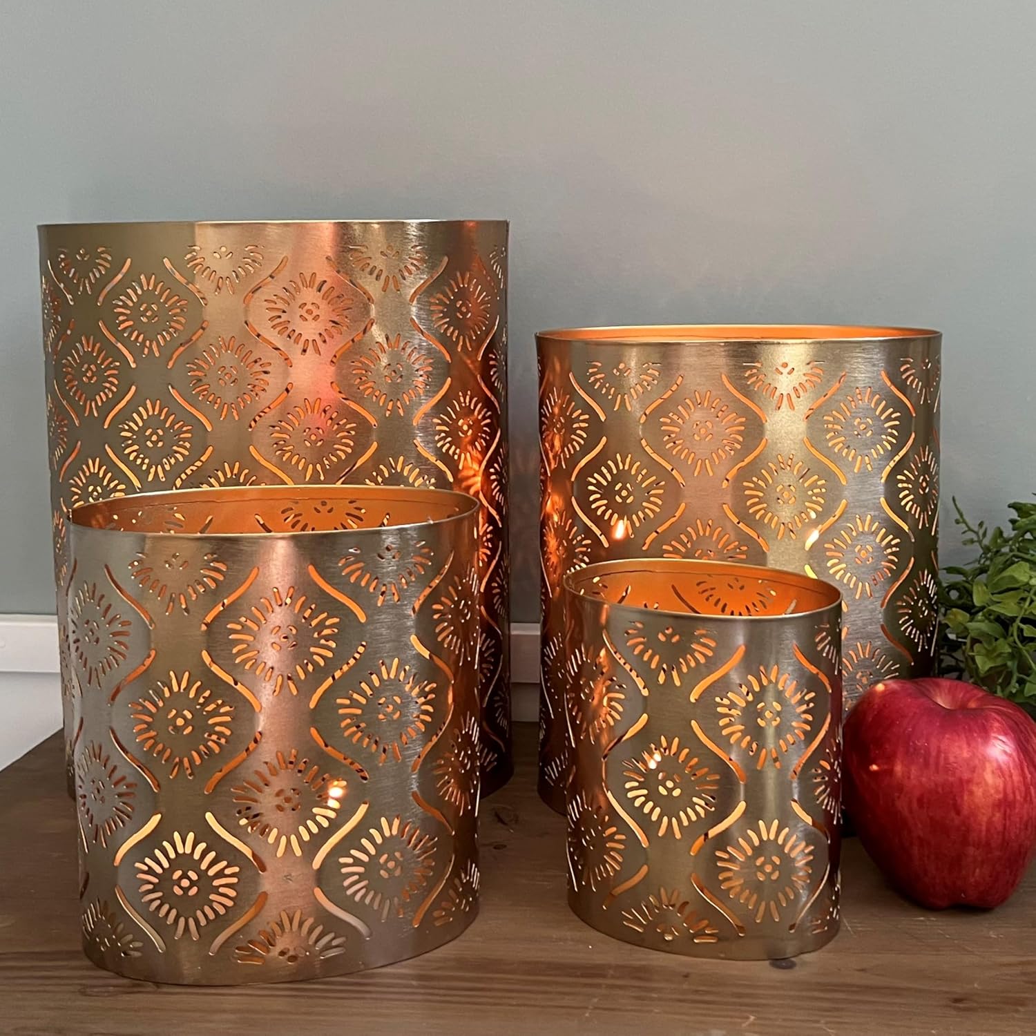 Modernist Candle Holder Set - Set of 4 - Star-Gazer Lattice Design
