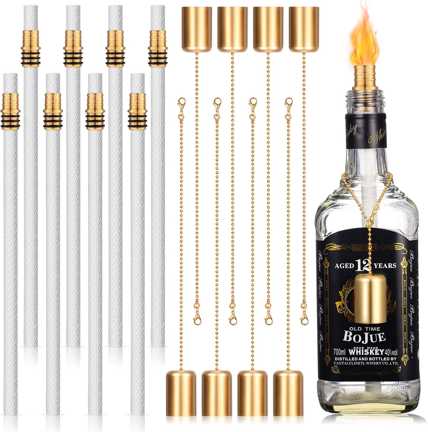 Nuanchu 8-Piece Wine Bottle Torch Lamp Kit for Home Kitchen