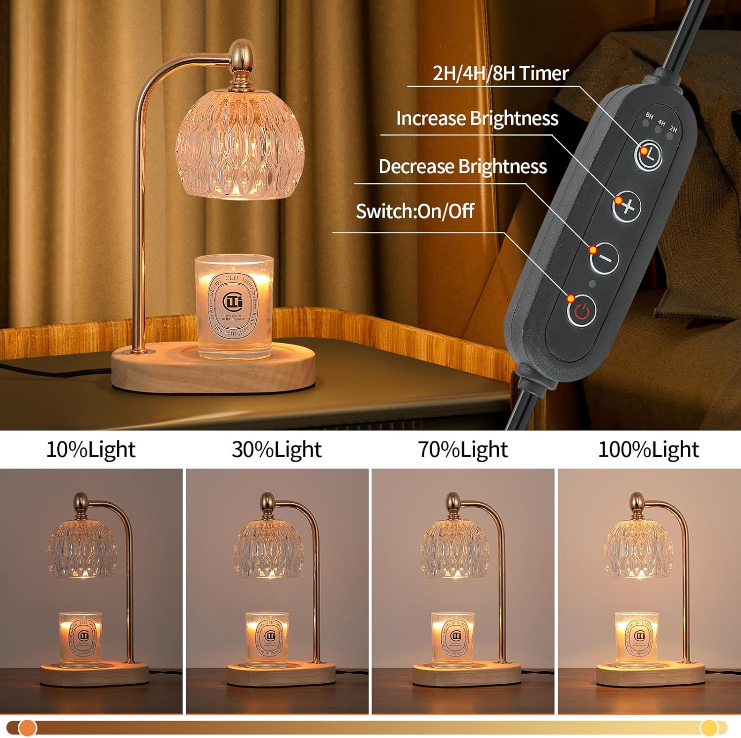 Fragrance Candle Warmer lamp with Timer Dimmer