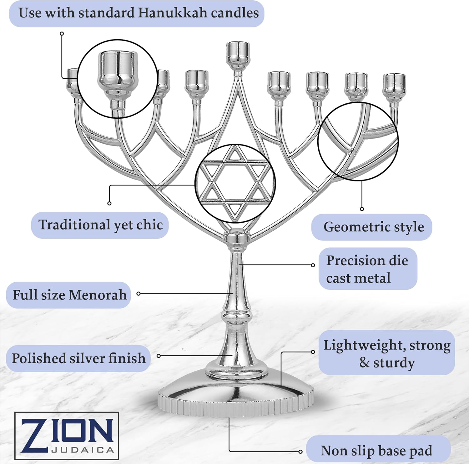 Last Minute Complete Hanukkah Kit - 9 Menorah with 44 Candles More