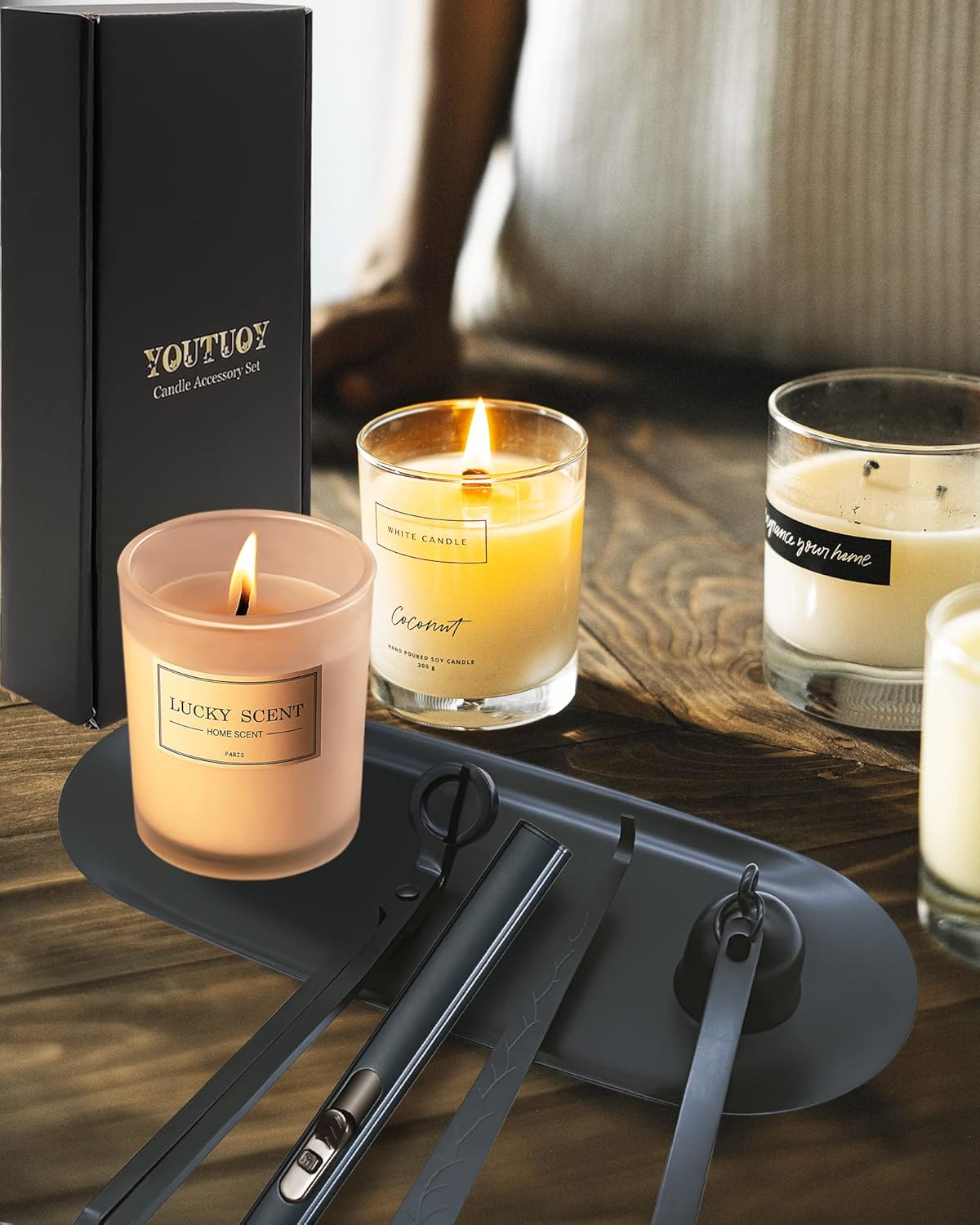 5-in-1 Candle Accessory Set with Rechargeable Candle Lighter More