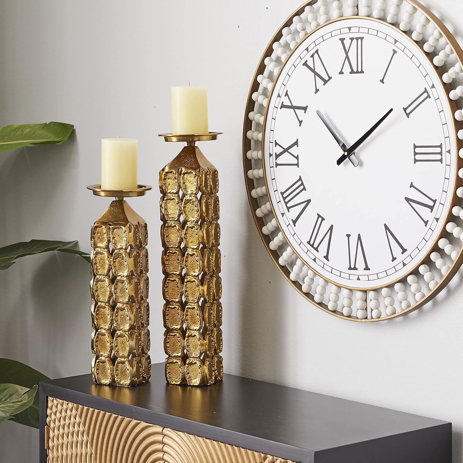 Contemporary Aluminum Cylinder Candle Holder Set