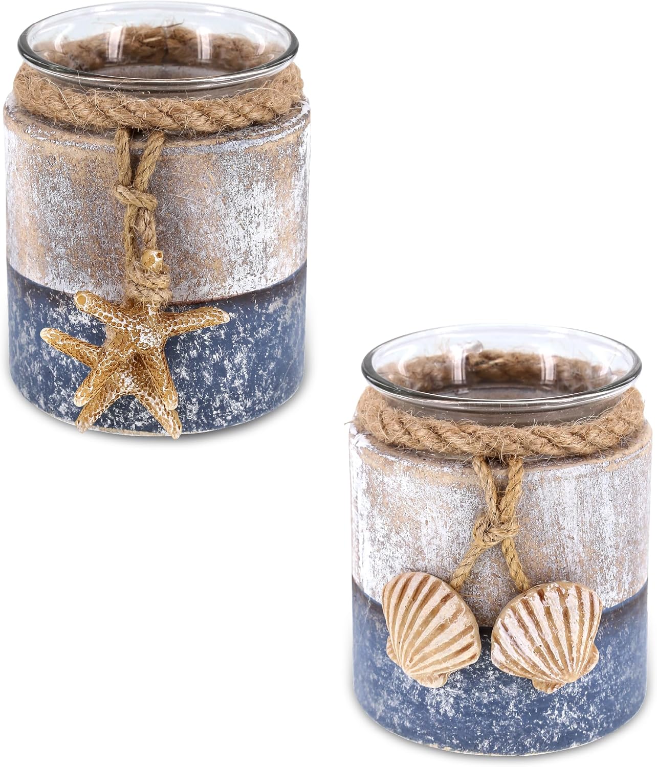 CoTa Global Silver Sea Starfish and Seashell Candle Holder Set