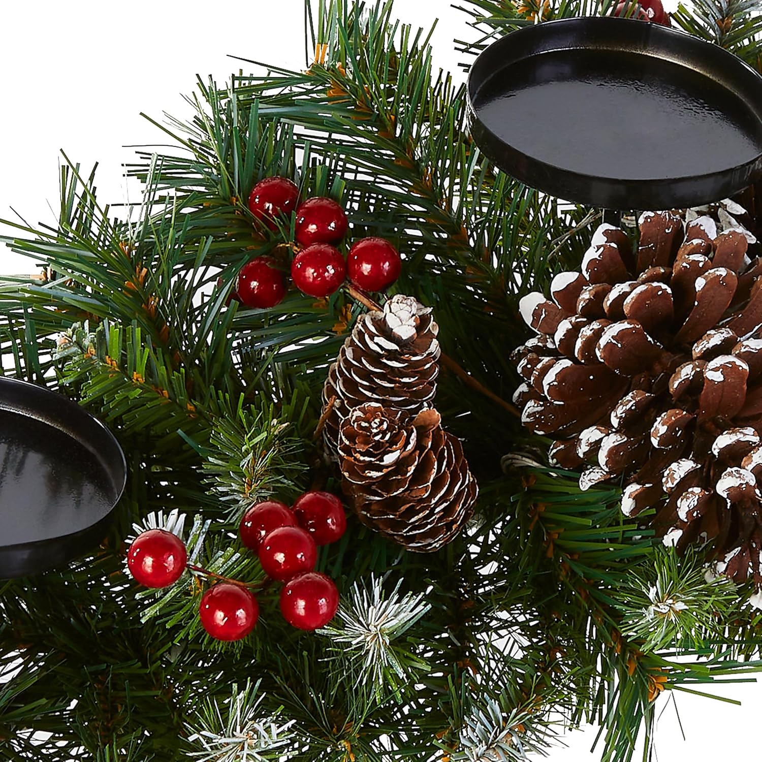 National Tree Company Artificial Christmas Centerpiece with 3 Candle Holders