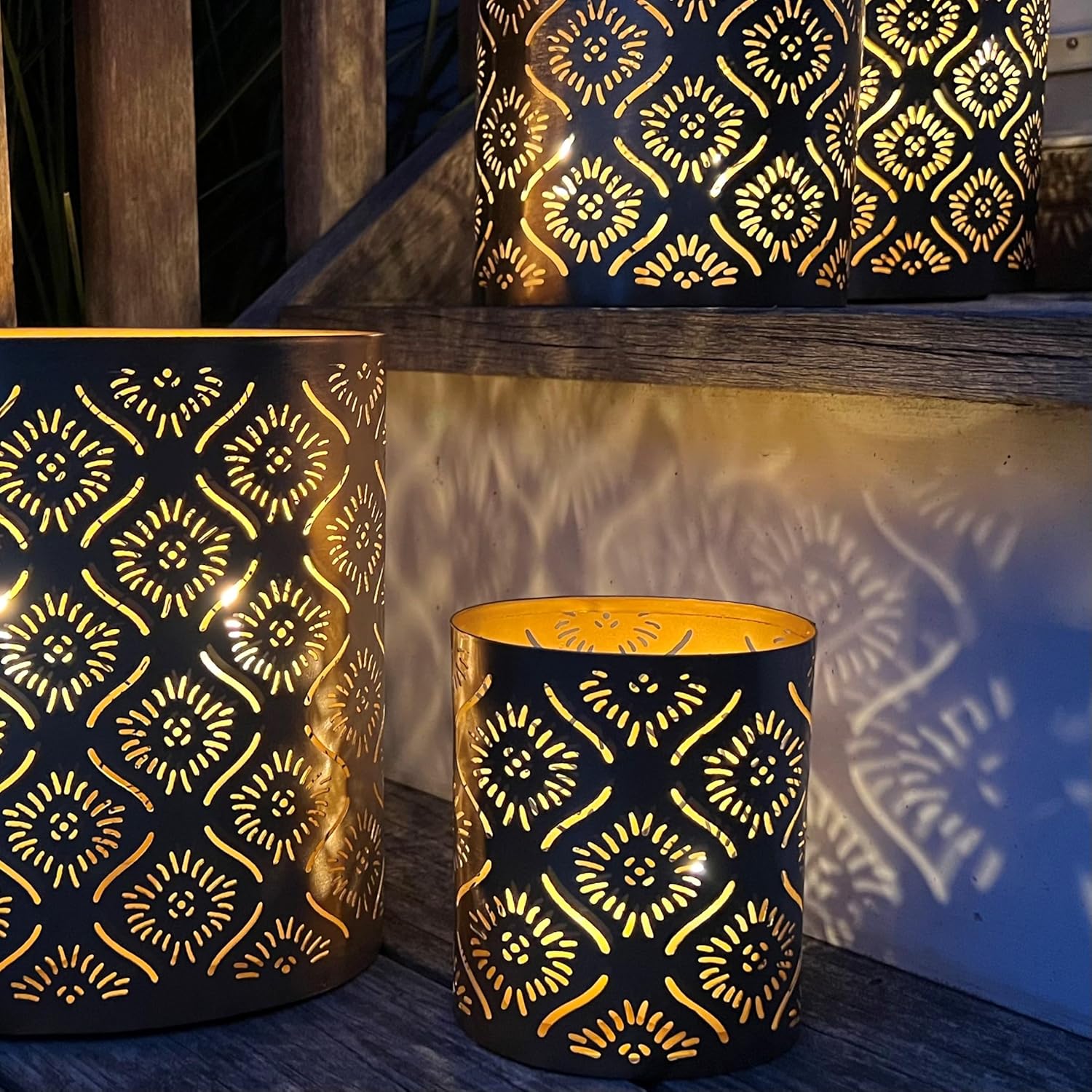 Modernist Candle Holder Set - Set of 4 - Star-Gazer Lattice Design