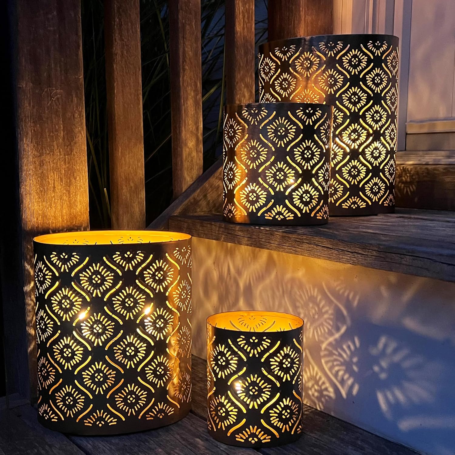 Modernist Candle Holder Set - Set of 4 - Star-Gazer Lattice Design